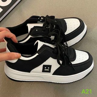Giày Thể Thao Nữ chất da mềm trắng phối đen đẹp A21