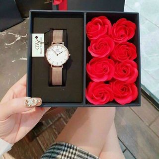 SET ĐỒNG HỒ D W KÈM HOA CAO CẤP HOT HOT