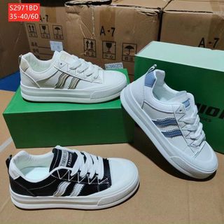 Giày Thể Thao Nữ chất da mềm phối 2 sọc đẹp