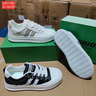 Giày Thể Thao Nữ chất da mềm phối 2 sọc đẹp