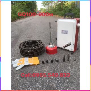 Máy thông tắc GQ100-900W ( phụ kiện gồm: 1 cuộn dây phi 16, 1 quả lu phi 8, 1 bộ đầu thông phi 16,...)