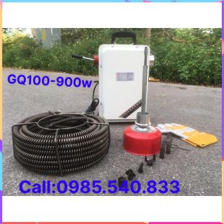 Máy thông tắc GQ100-900W ( phụ kiện gồm: 1 cuộn dây phi 16, 1 quả lu phi 8, 1 bộ đầu thông phi 16,...)