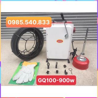 Máy thông cống GQ100-900W,động cơ máy tạo ra mô men xoắn và chuyền chuyển động xoay thông qua dây xoắn dạng lò xo.tối ưu
