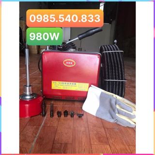 Máy thông tắc GQ150-980W tặng kèm kèm cuộn dây đường kính 16mm dài 15m và 4,5 mét dây lò xo phi 8