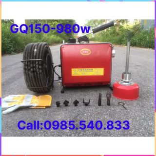 Máy thông tắc GQ150-980W tặng kèm kèm cuộn dây đường kính 16mm dài 15m và 4,5 mét dây lò xo phi 8