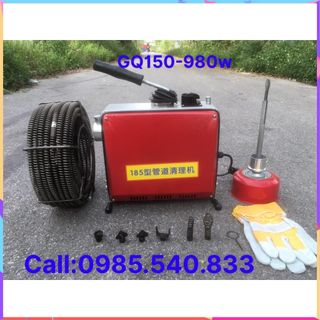 Máy thông tắc GQ150-980W tặng kèm kèm cuộn dây đường kính 16mm dài 15m và 4,5 mét dây lò xo phi 8