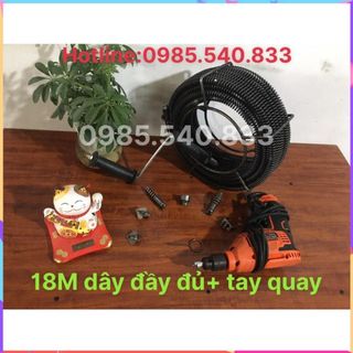 Dây thông tắc dùng tay quay dài 18M ( 18M + 6 đầu thông + tay quay....)