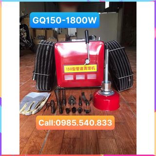 Máy thông tắc GQ150-1800W ( Phụ kiện gồm: 1 cuộn dây 16, 1 cuộn dây 22, 1 quả lu phi 8, bộ đâug thông 16,22,...)