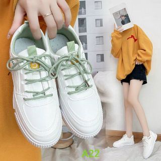 Giày thể thao nữ trắng da mềm sang chân A22
