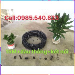 Dây thông tắc dùng cho máy khoan dài 15M ( 15M + 6 đầu thông + kết nối máy khoan....)