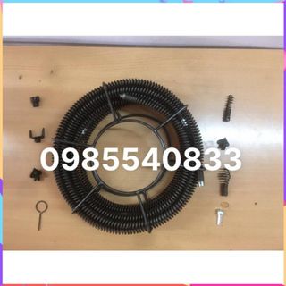 Dây Thông Tắc Vệ Sinh dài 21M, Thông Bồn Cầu, Dây Thông Cống Lò Xo dùng máy khoan ( 21m+6 đầu thông+ kết nối máy khoan )