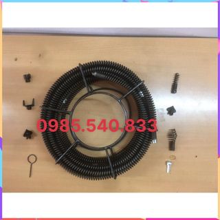 Dây Thông Tắc Vệ Sinh dài 9M, Dây Thông Bồn Cầu, Dây Thông Cống Lò Xo dùng máy khoan ( 9m+6đầu thông+kết nối máy khoan )