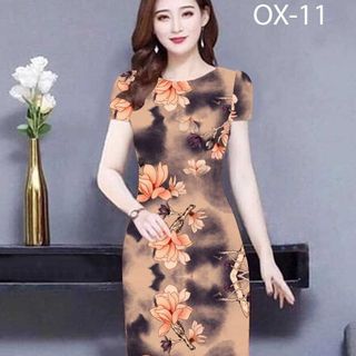 ĐẦM THIẾT KẾ IN 3D HOA VÀNG -OXY 11