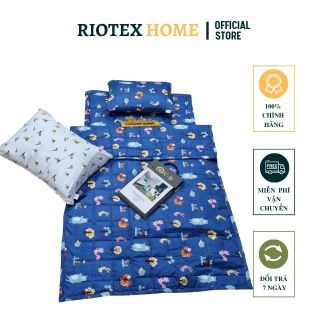 BỘ GỐI NỆM NGỦ EM BÉ đi Học Mẫu Giáo Nhà Trẻ Gấp Gọn Ngăn Hơi Đất RIOTEX 4 Món 80x120m , Chống Khuẩn, Bảo Vệ Sức Khỏe
