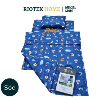 BỘ GỐI NỆM NGỦ EM BÉ đi Học Mẫu Giáo Nhà Trẻ Gấp Gọn Ngăn Hơi Đất RIOTEX 4 Món 80x120m , Chống Khuẩn, Bảo Vệ Sức Khỏe