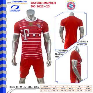Quần áo đá banh CLB Bayern Munich đỏ - Thun lạnh - Size S M L XL 2XL