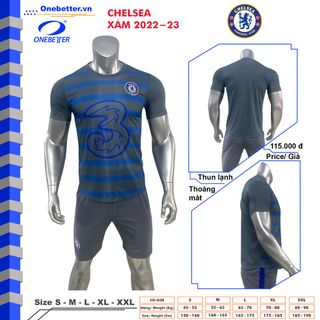 Quần áo đá banh CLB Chelsea màu xám - Thun lạnh - Size S M L XL 2XL