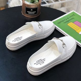 Giày sục nữ da phối móc xích đẹp SD13