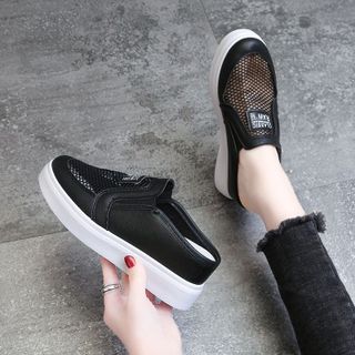 Giày sục nữ chất da mềmphối vải lưới thoáng khí SD04
