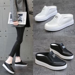 Giày sục nữ chất da mềmphối vải lưới thoáng khí SD04