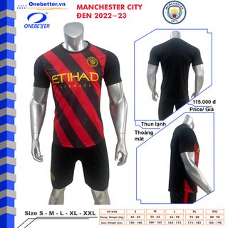 Quần áo đá banh CLB Manchester City màu đen - Thun lạnh - Size S M L XL 2XL