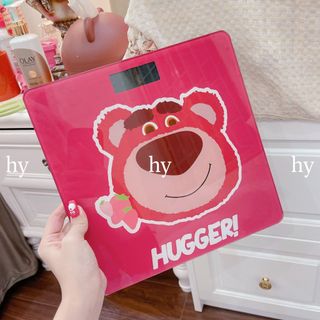 Cân Gấu Dâu Cân điện tử sức khỏe cao cấp với màn hình LED chịu tải 180kg tặng kèm pin