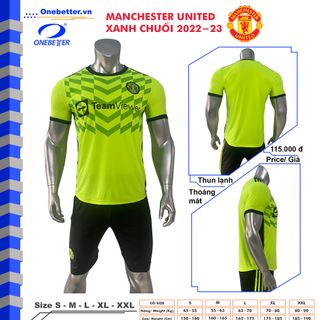 Quần áo đá banh CLB MU Manchester United màu xanh - Thun lạnh cao cấp - Size S M L XL 2XL