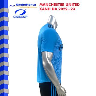 Quần áo đá banh CLB MU Manchester United màu xanh da - Thun lạnh - Size S M L XL 2XL