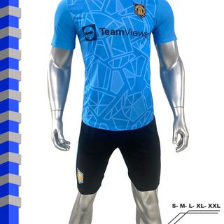 Quần áo đá banh CLB MU Manchester United màu xanh da - Thun lạnh - Size S M L XL 2XL