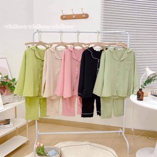 Pyjama cổ bèo đũi xốp Hàn