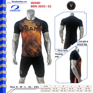 Quần áo đá banh CLB Miami màu đen - Thun lạnh cao cấp - Size S M L XL 2XL
