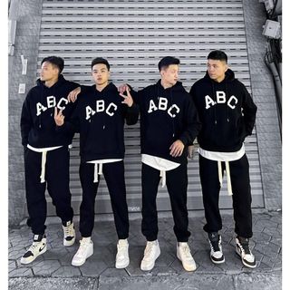 Bigsize - Áo khoác hoodie nam form bigsize 90kg - 120kg - đen in chữ ABC
