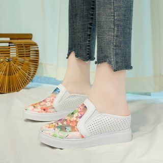 Giày nữ đế bằng chất vải lưới dệt thêu hoa nhí sặc sỡ SD05