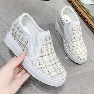 Giày Slip On nữ đế độn chất vải dạ viền da siêu đẹp SD09