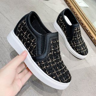 Giày Slip On nữ đế độn chất vải dạ viền da siêu đẹp SD09