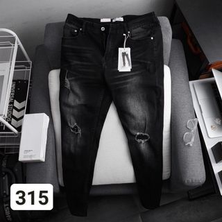 (bigsize) Quần jean dài nam bigsize 80kg - 130kg - đen bạc rách 3 lỗ mã 315