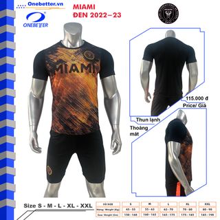 Đồ đá banh, quần áo bóng đá CLB Miami màu đen - Thun lạnh co giãn - Full size từ S đến 2XL giá sỉ