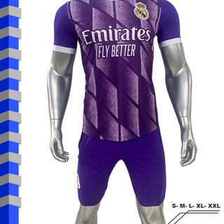 Đồ đá banh, quần áo bóng đá CLB Real Madrid màu tím - Thun lạnh co giãn - Full size từ S đến 2XL