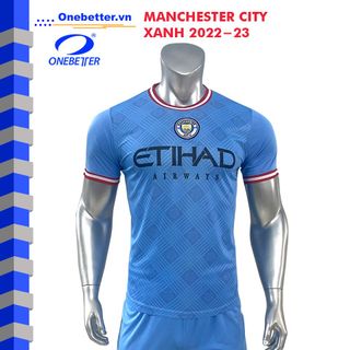 Quần áo bóng đá CLB Manchester City xanh da - Vải thun lạnh - Size S đến 2XL giá sỉ