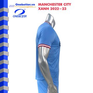Đồ đá banh, quần áo bóng đá CLB Manchester City xanh da - Thun lạnh co giãn - Full Size từ S đến 2XL