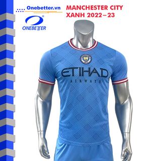 Đồ đá banh, quần áo bóng đá CLB Manchester City xanh da - Thun lạnh co giãn - Full Size từ S đến 2XL