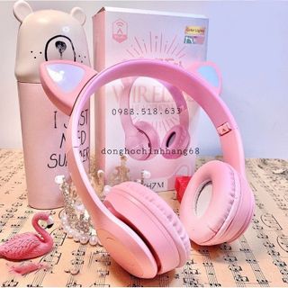 Tai Nghe Mèo Bluetooth P47M, Có Mic, Âm Bass Mạnh Mẽ Nghe Nhạc, Chơi Game. Học Onlie Cực thích