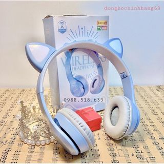 Tai Nghe Mèo Bluetooth P47M, Có Mic, Âm Bass Mạnh Mẽ Nghe Nhạc, Chơi Game. Học Onlie Cực thích