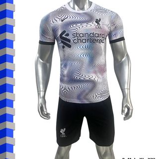 Đồ đá banh, quần áo bóng đá CLB Liverpool màu trắng - Thun lạnh co giãn - Full size từ S đến 2XL