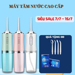 Máy tăm nước cầm tay, tăm nước vệ sinh răng Oral Irrigator, 4 đầu tăm bản rút gọn quốc tế, mẫu mới 6886A