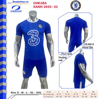 Đồ đá banh, quần áo bóng đá CLB Chelsea xanh - Thun lạnh co giãn - Full size từ S đến 2XL giá sỉ