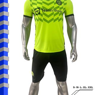 Đồ đá banh, quần áo bóng đá CLB Manchester United xanh dạ quang - Thun lạnh co giãn - Full size S đến 2XL