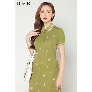 Đầm polo nữ bigsize họa tiết hoa D4921