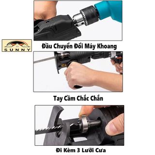 Bộ Chuyển Đổi Máy Khoan Thành Cưa Lọng FUTA Kèm 3 Lưỡi Cưa - Dùng Để Cưa Gỗ, Tre, Trúc Ván, Ống Nhựa Tiện Lợi