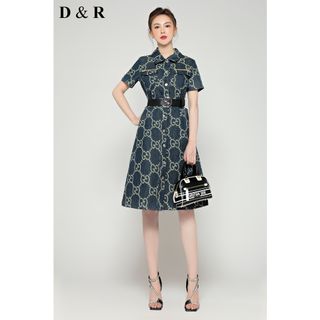 Đầm jean GG kèm belt D6543
